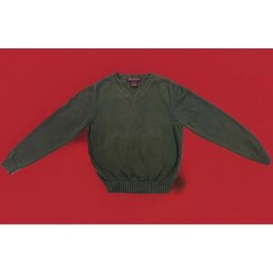 BROOKS BROTHERS Green CREWNECK COTTON V Neck SWEATER ~‎ BOYS SIZE Small 7/8